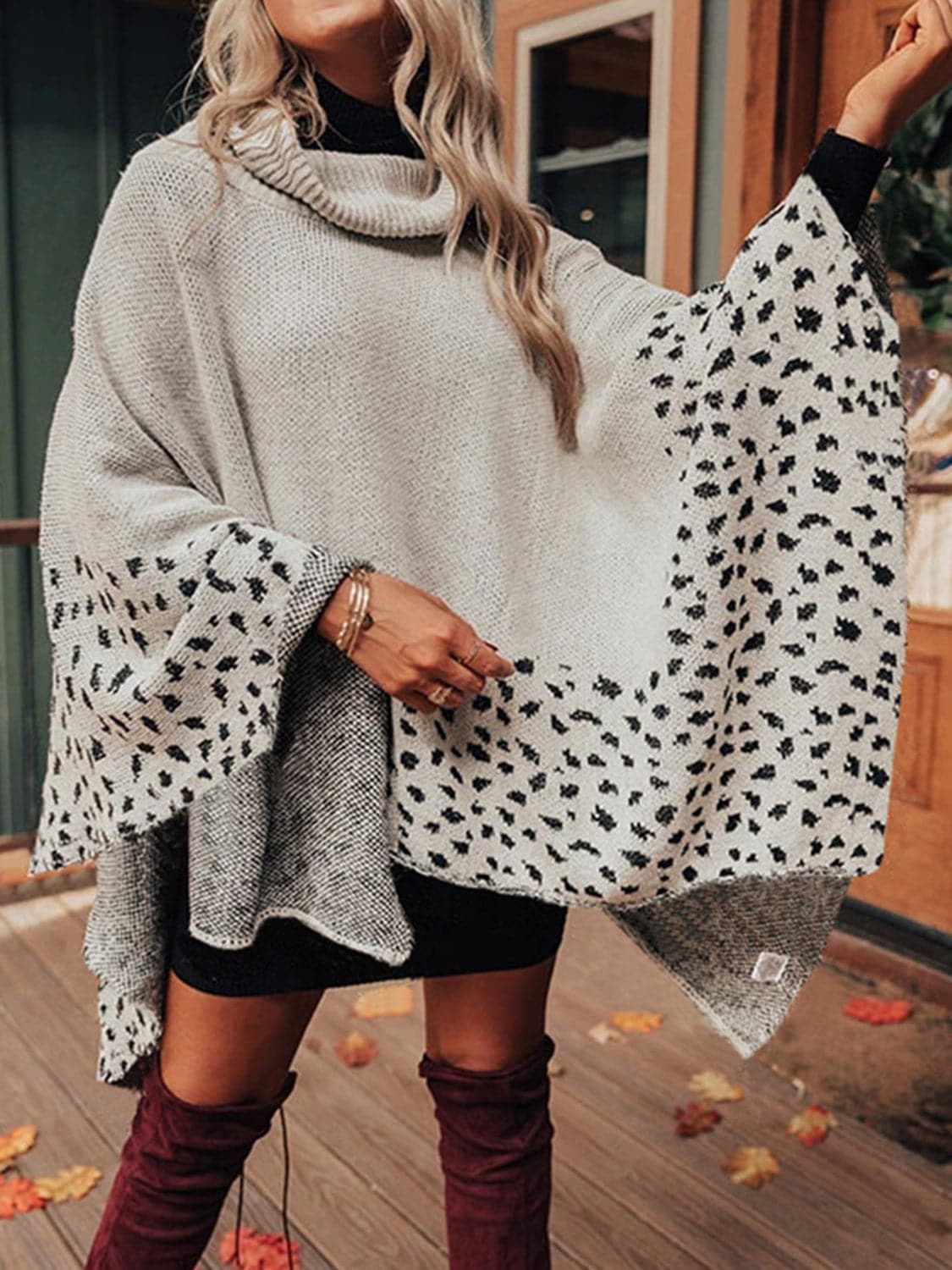 Leopard Turtleneck Poncho.