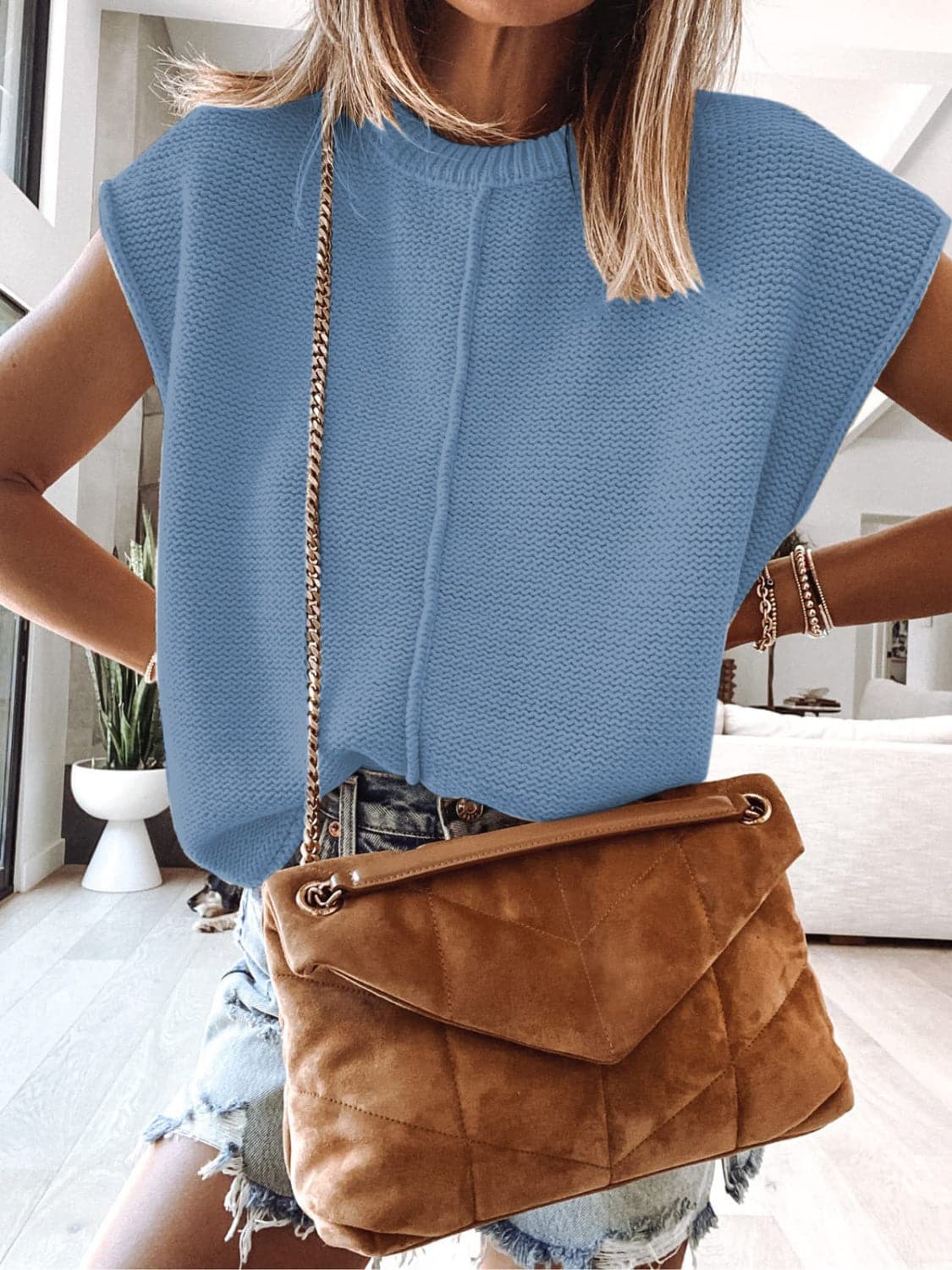 Cap Sleeve Sweater Vest.