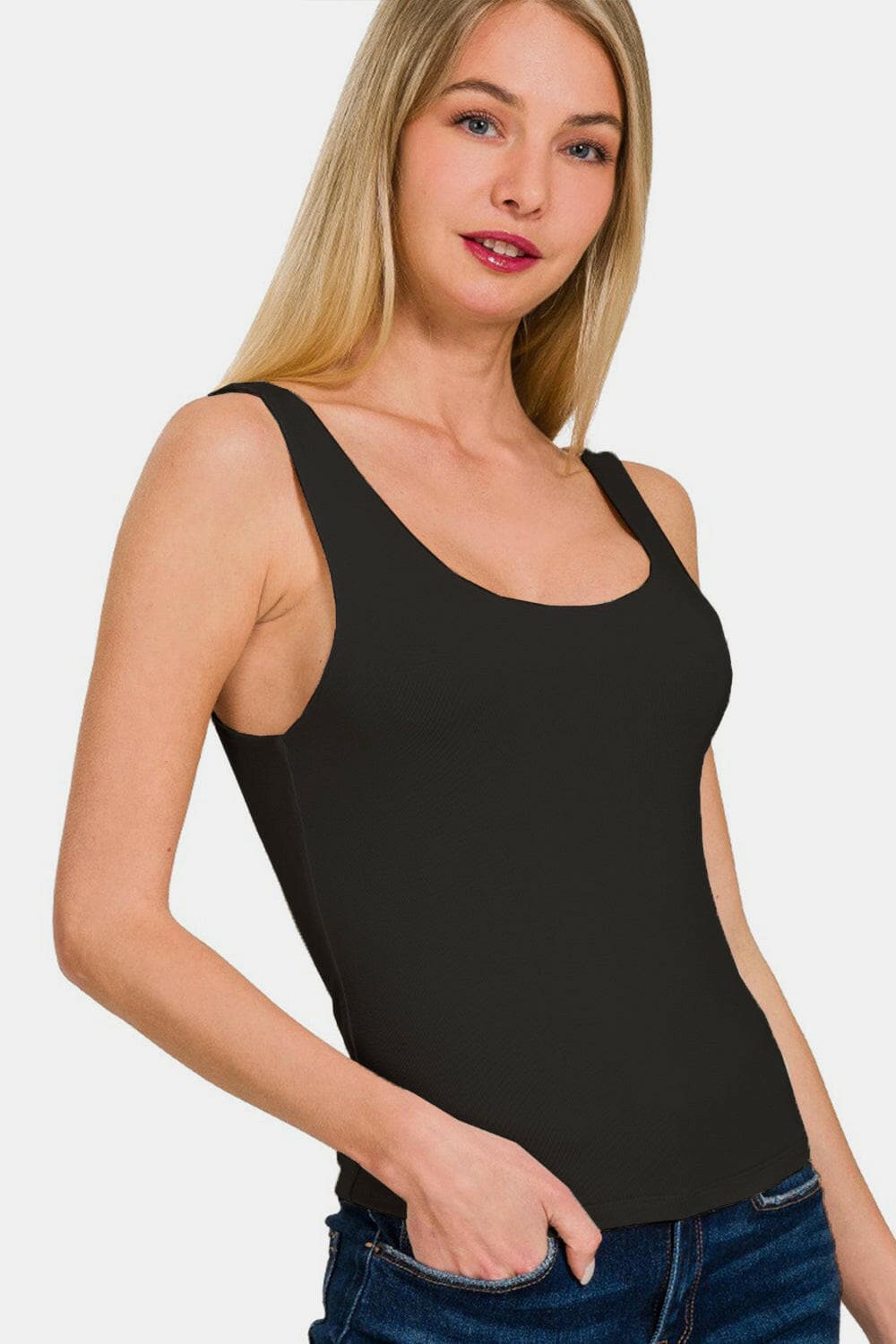 Zenana Double Layer Round Neck Tank.