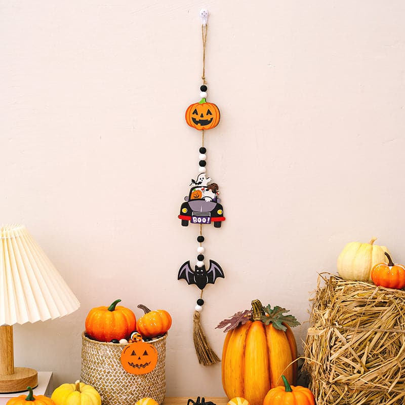 Charming wooden Halloween decorations - set of three hanging elements