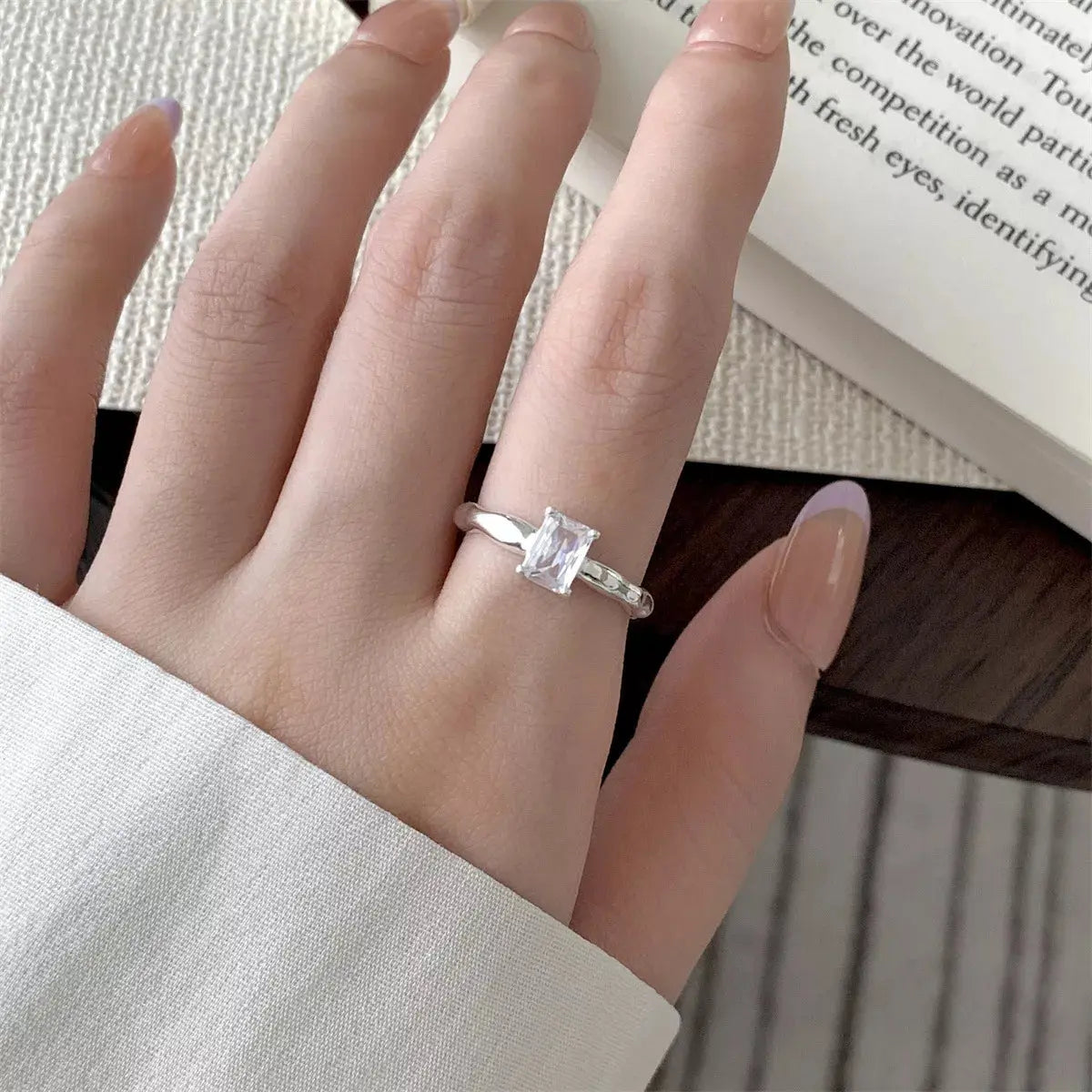 925 Sterling Silver Zircon Geometric Ring Simply Love