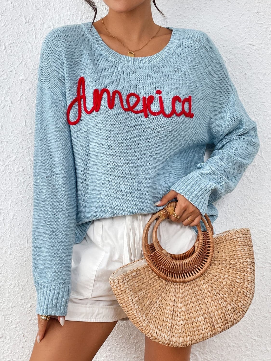 Cozy Lettered Long Sleeve Knit Sweater