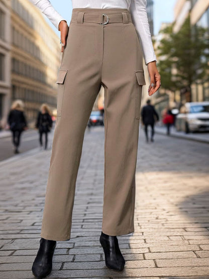 Perfee Classic High Rise Straight Leg Trousers