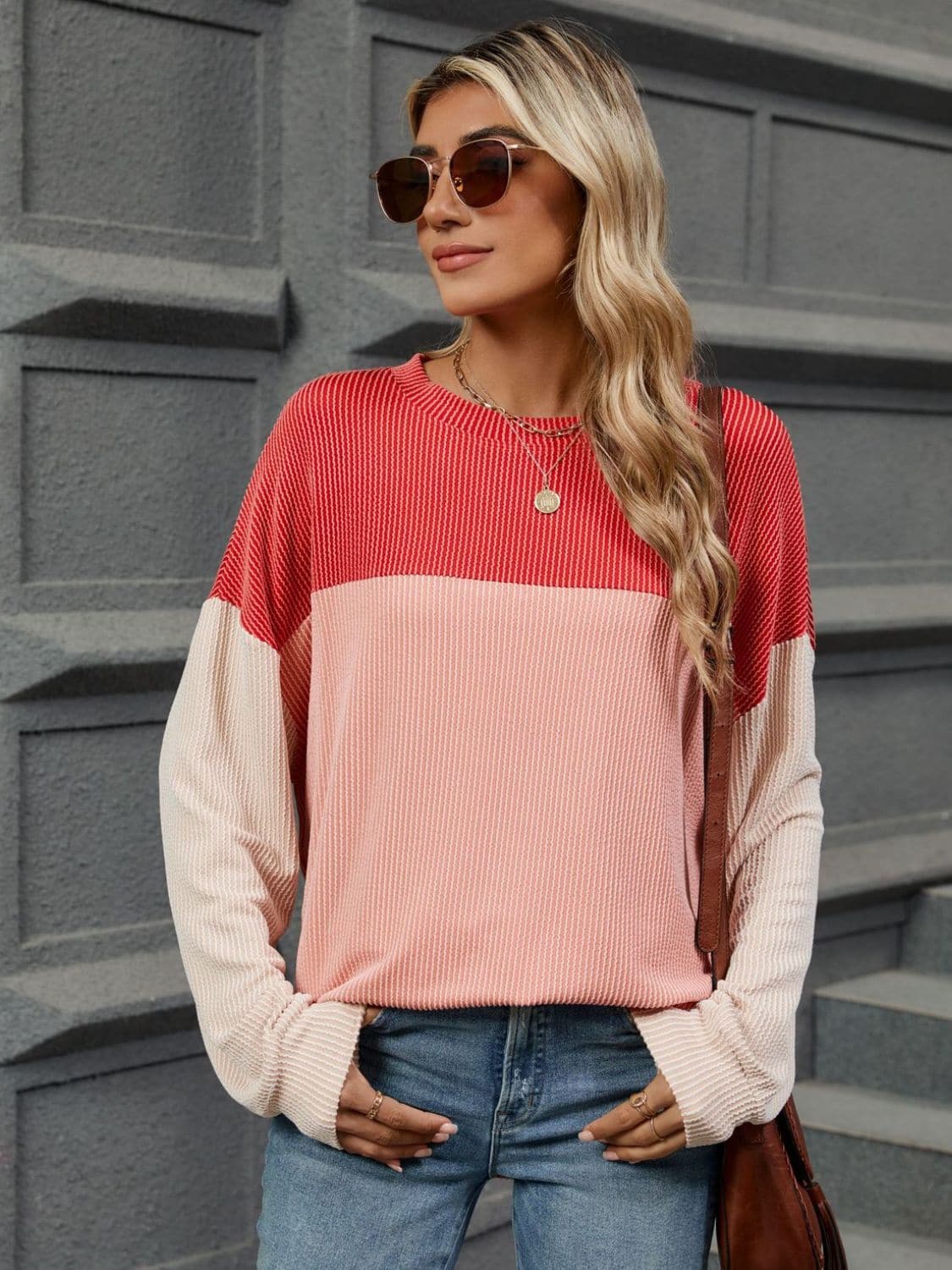 Chic long sleeve contrast tee