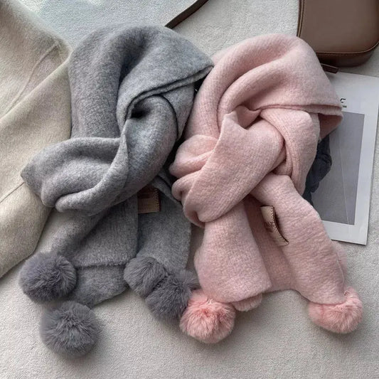 Pom-Pom Tassel Warm Scarf Simply Love