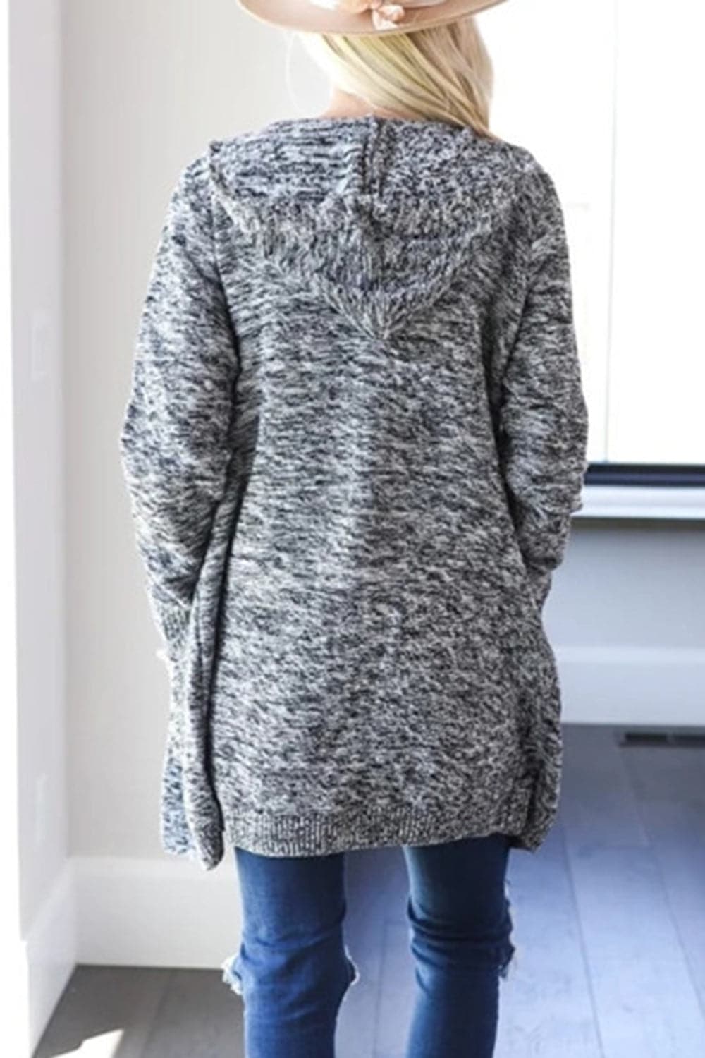 Heathered Open Front Cardigan with Pockets.