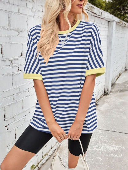 Lovelet Striped Round Neck Half Sleeve T-Shirt