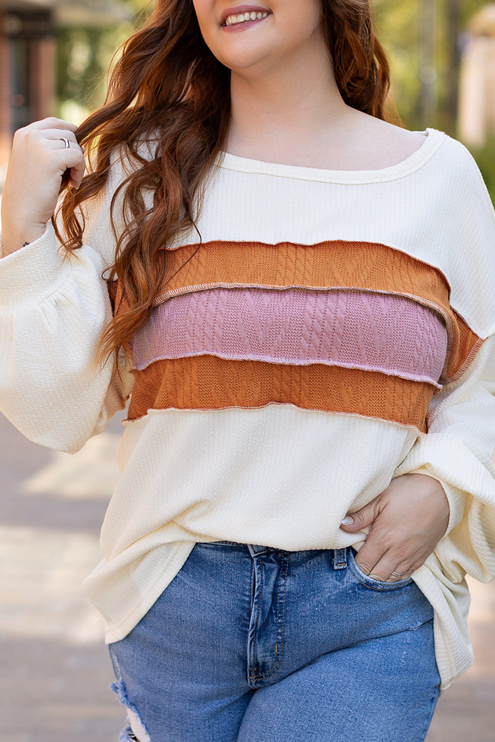 White knit drop sleeve top