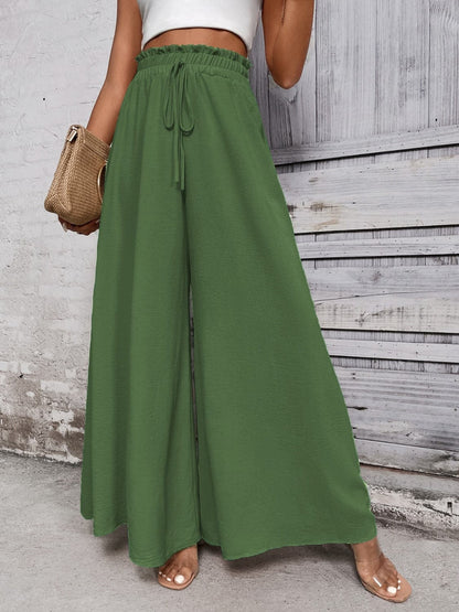 Tied High Waist Wide Leg Pants.