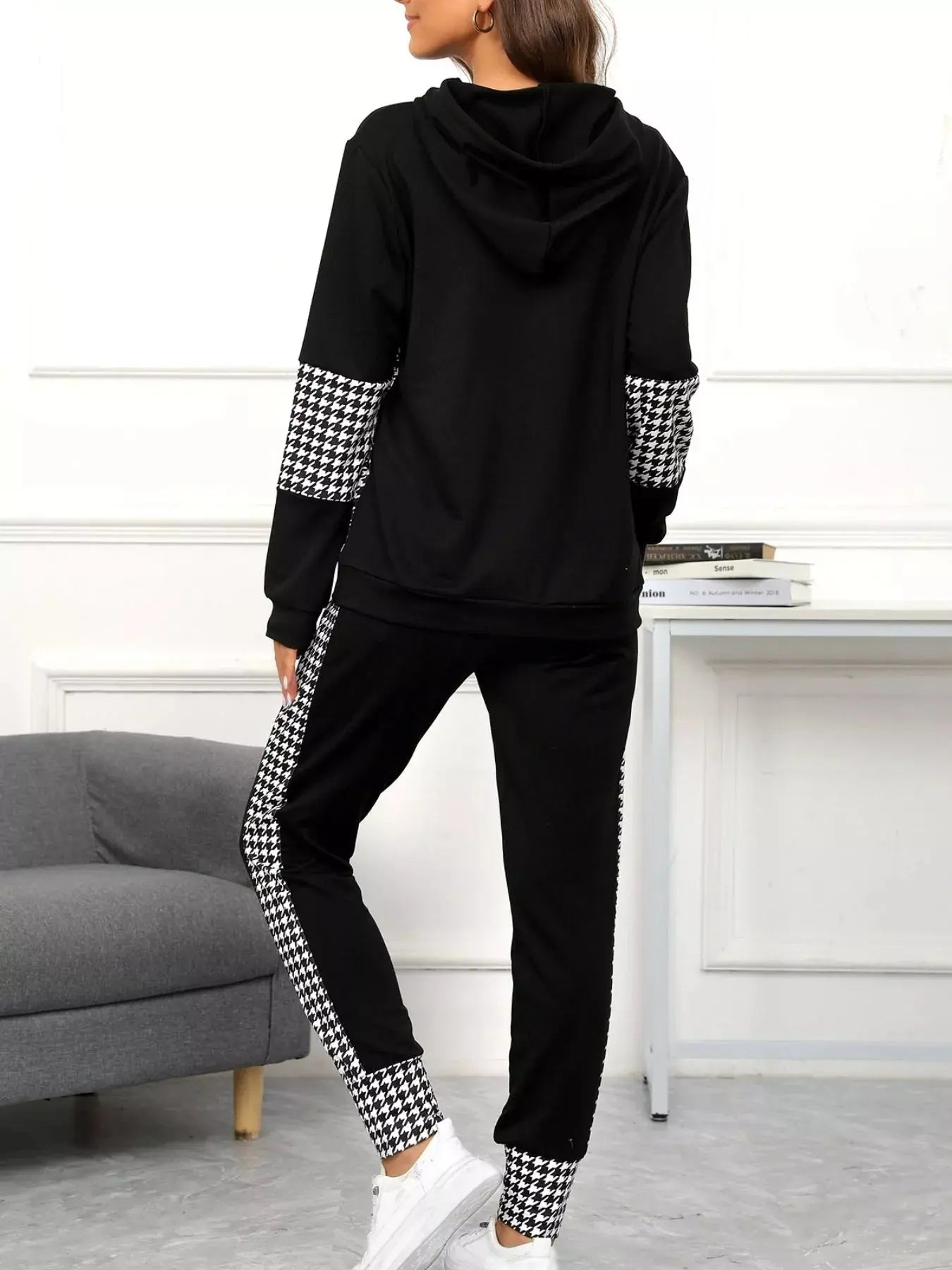 Houndstooth Drawstring Hoodie and Pants Se Simply Love