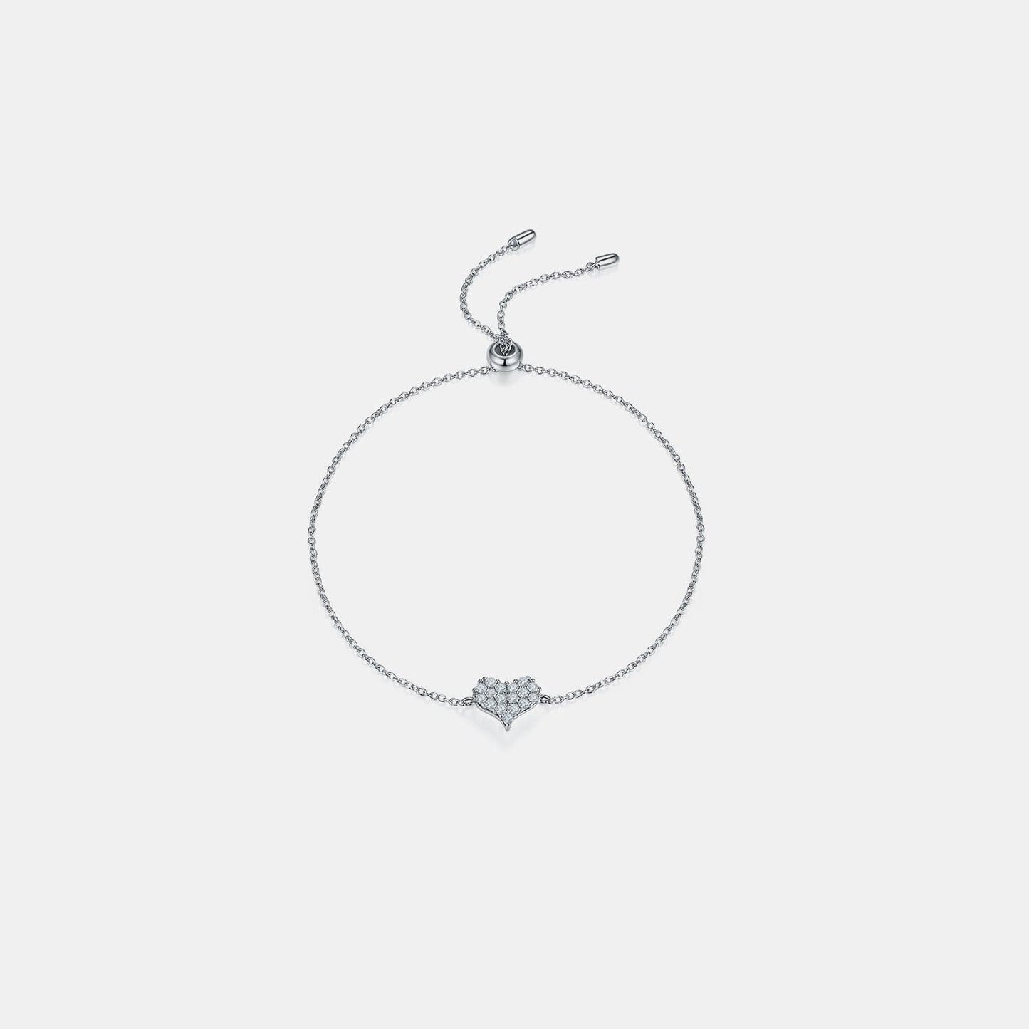 Moissanite 925 Sterling Silver Heart Bracelet.