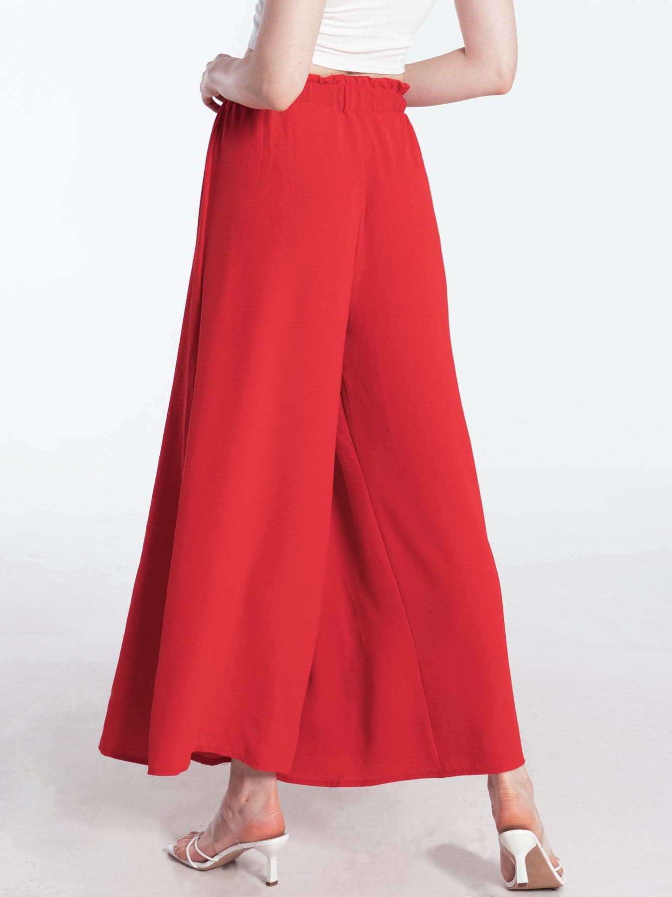 Tied Slit Wide Leg Pants.