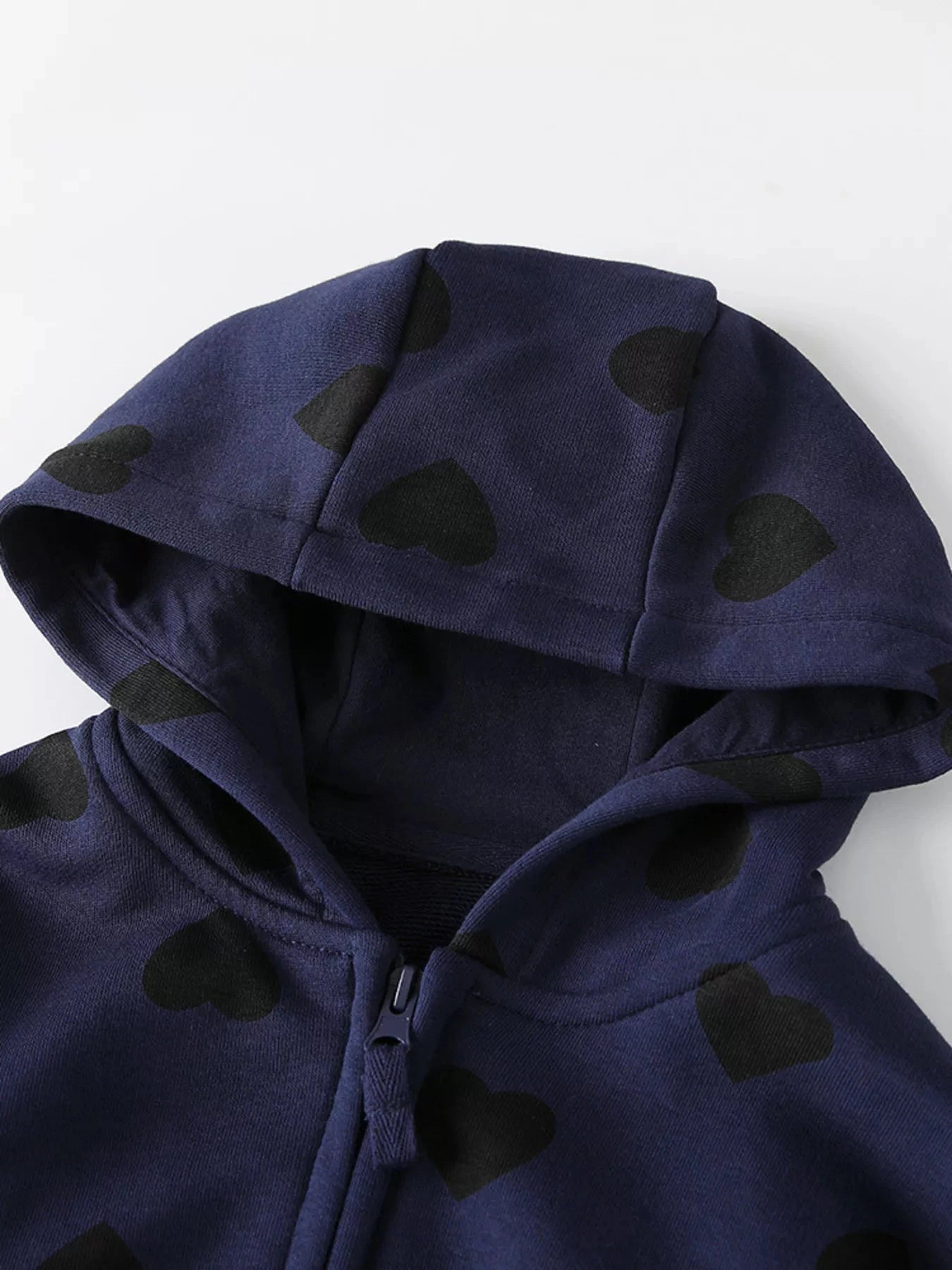 Children's Heart Print Zip-Up Hooded Outerwear Simply Love