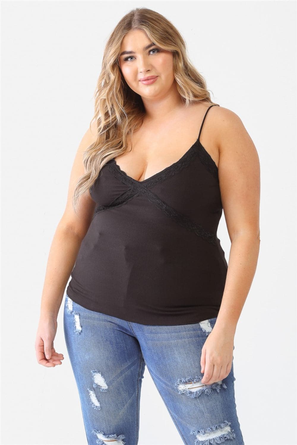 Zenobia Plus Size Lace Detail V-Neck Cami.