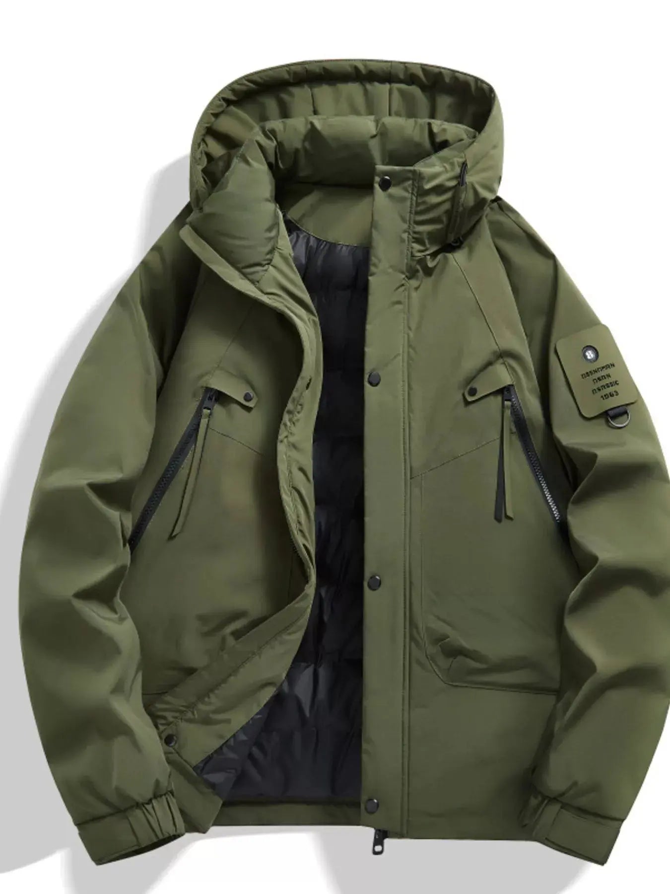 Men's Plus Size Hooded Snap Down Jacket Simply Love