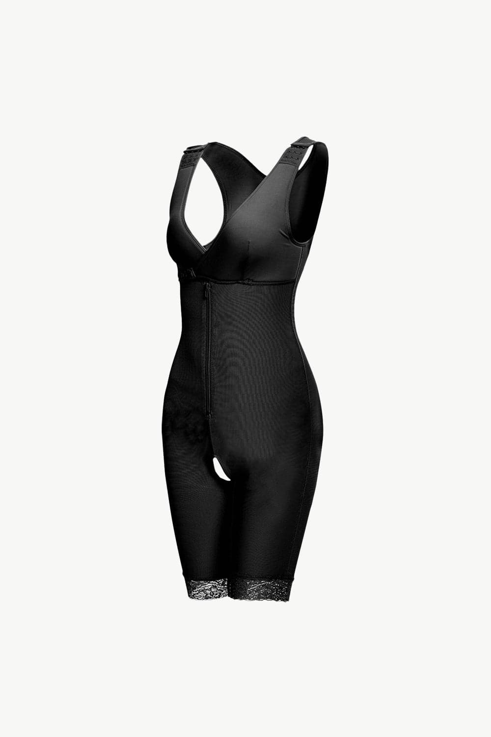 Full Size Lace Trim Shapewear with Zipper.