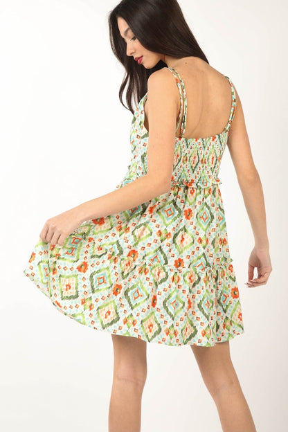 VERY J Floral Back Smocked Ruffled Mini Dress.