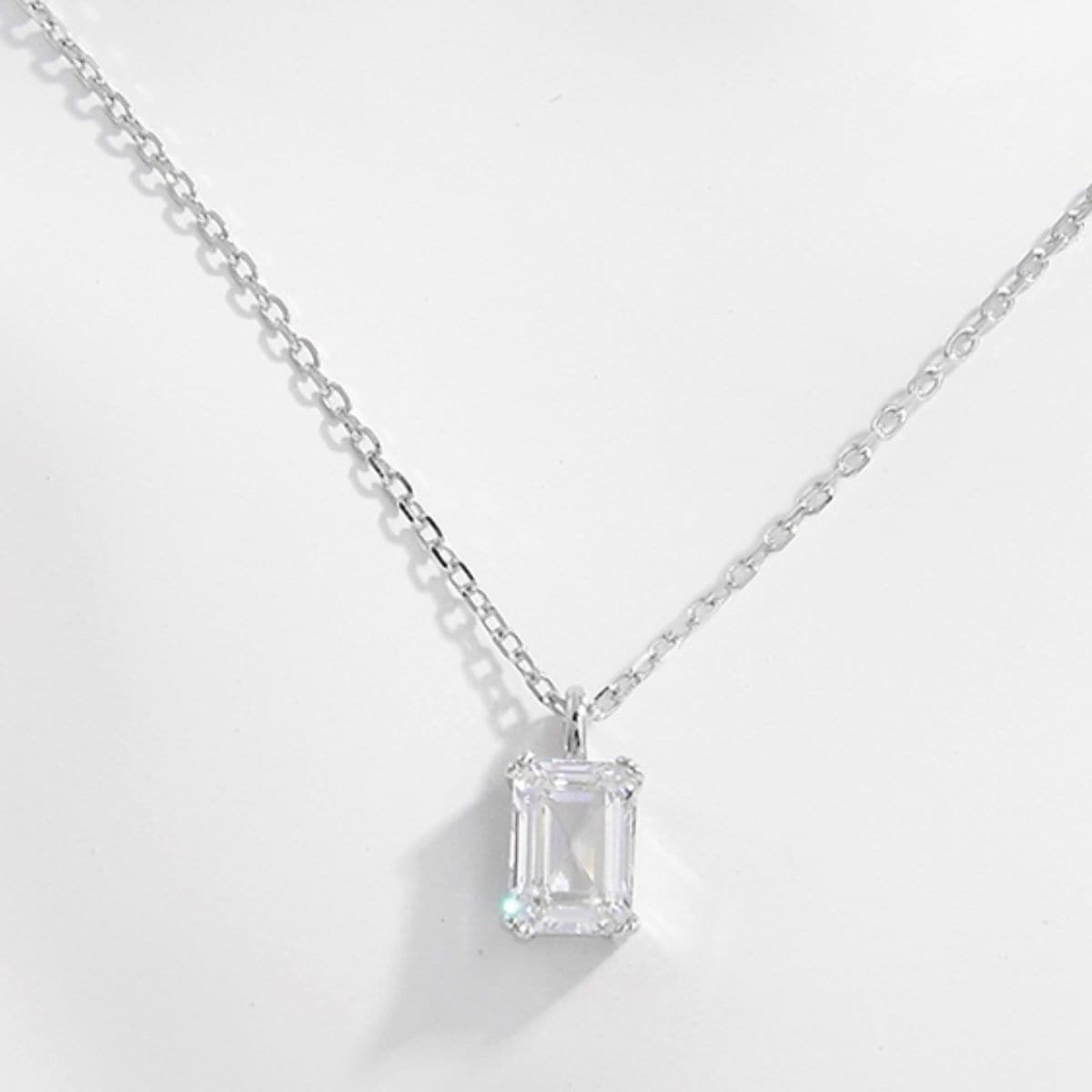 Elegant 925 sterling silver zircon charm necklace