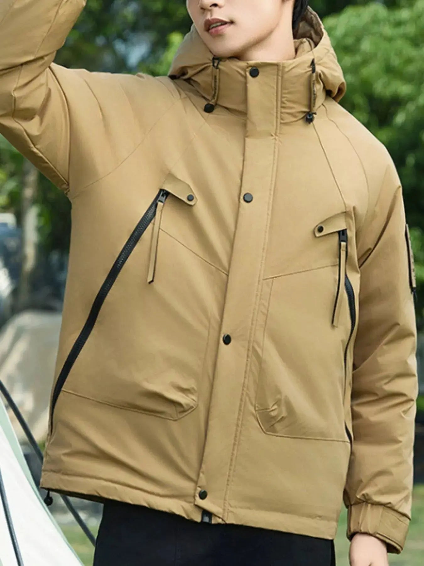 Men's Plus Size Hooded Snap Down Jacket Simply Love