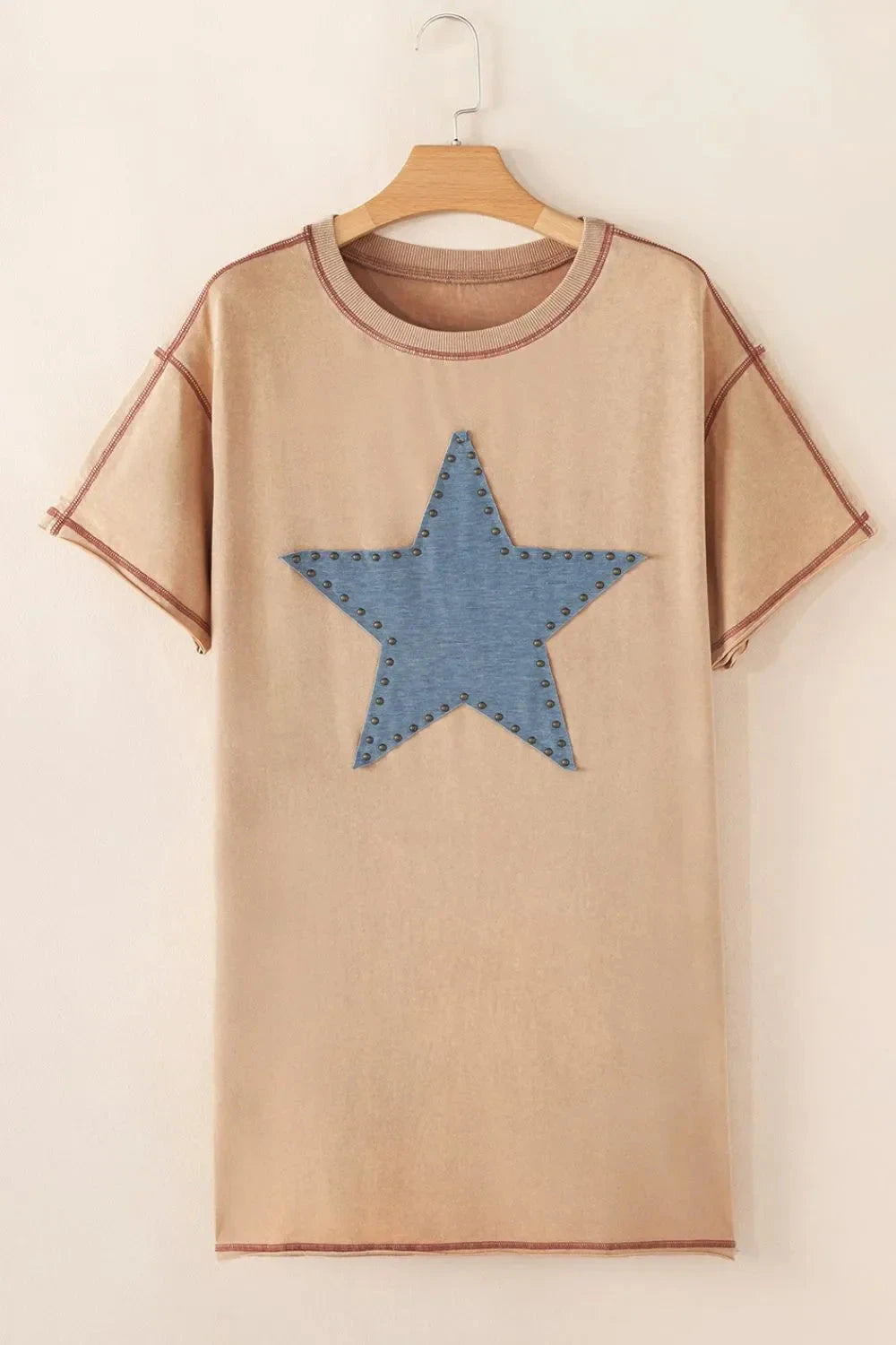 Mineral Wash Stud Beaded Star Pocketed T Shirt Dress Simply Love