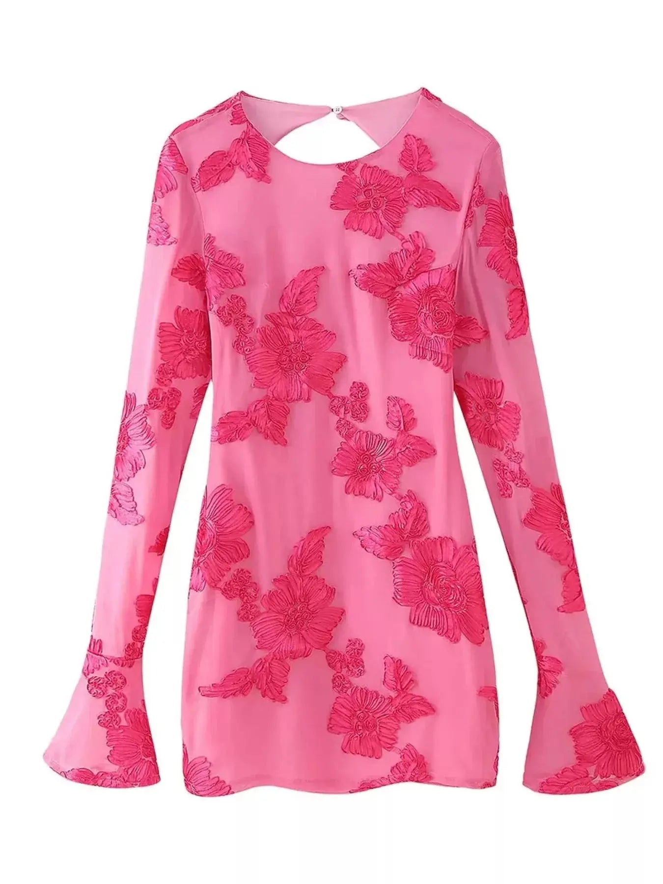 Backless Floral Flounce Sleeve Dress Simply Love