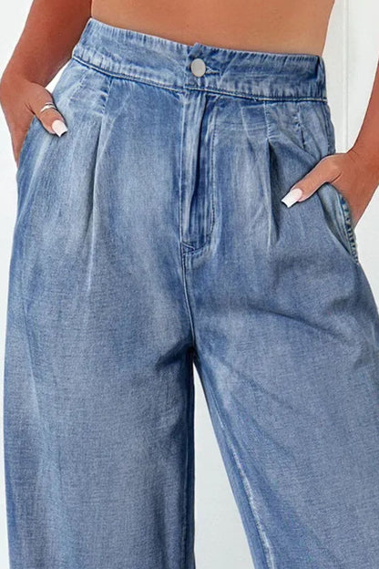 Elevated high-waist wide-leg denim