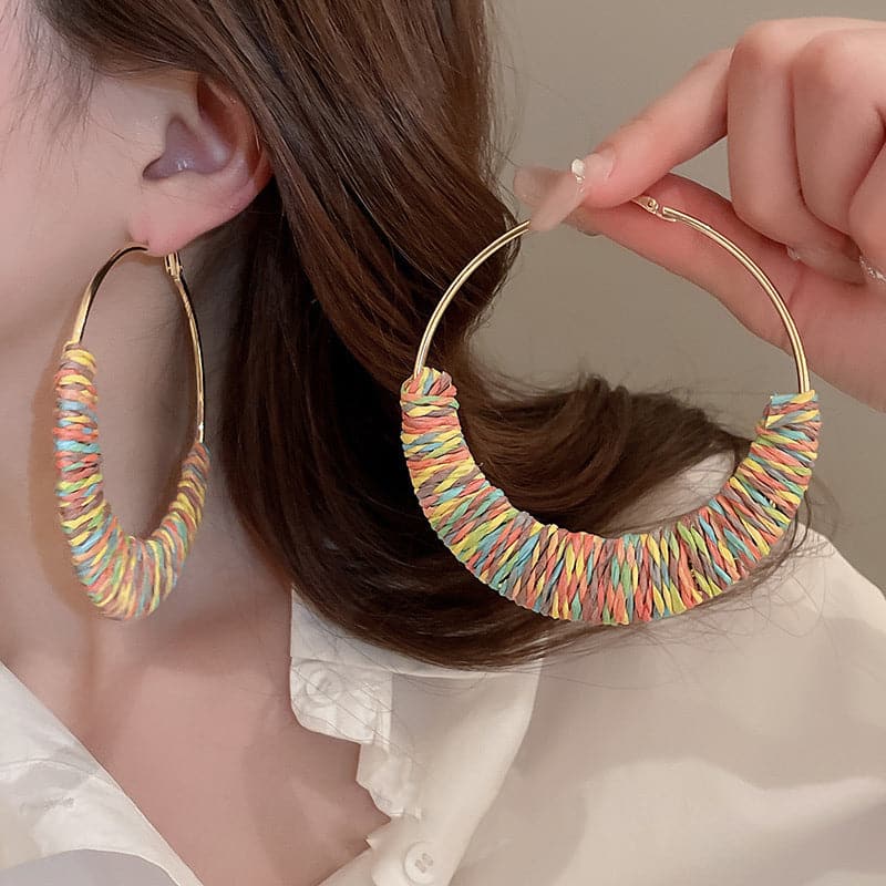 Alloy Grass Vine Hoop Earrings.