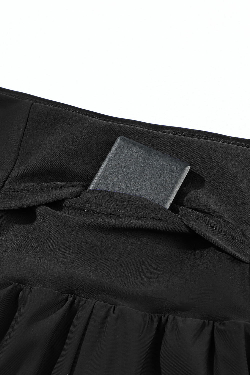 High-Waisted Black Swim Shorts with Pockets