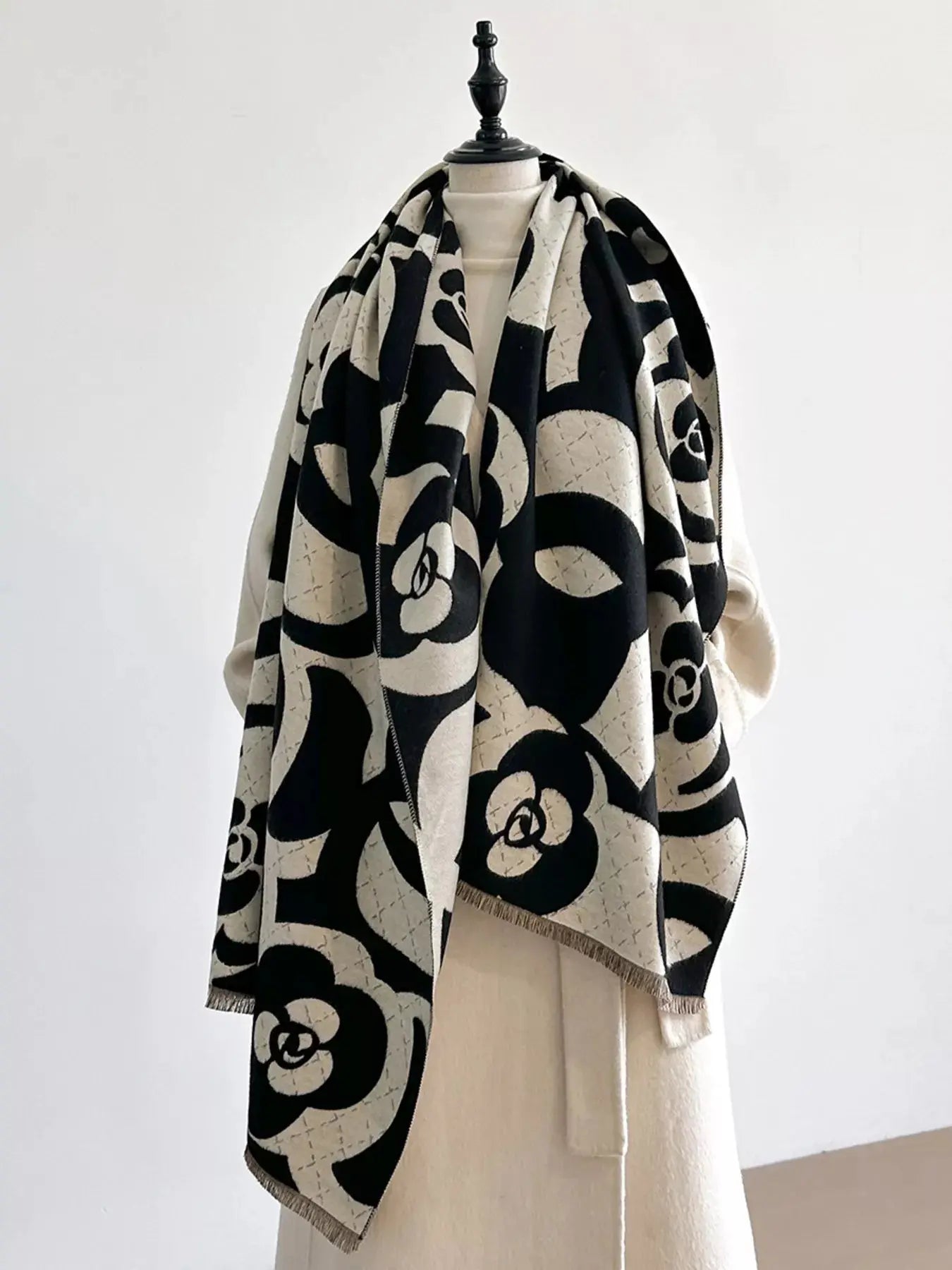Floral Patterned Warm Scarf Simply Love