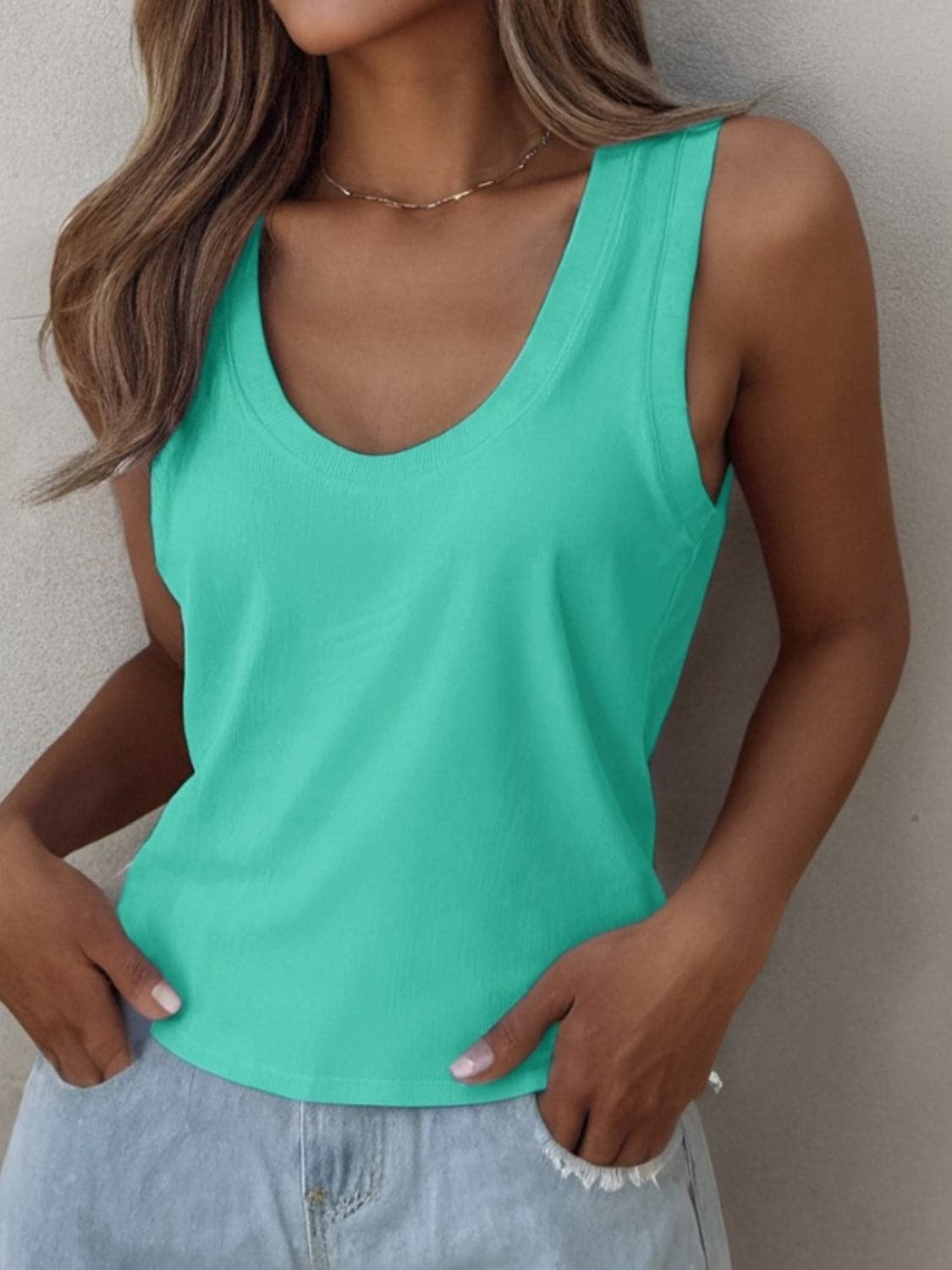 Solid Scoop Neck Tank.