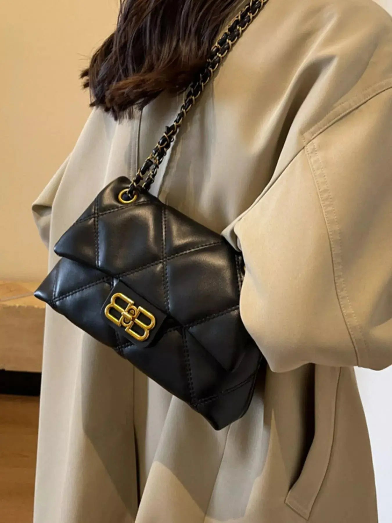 Quilted Flap Chain Crossbody Bag Simply Love