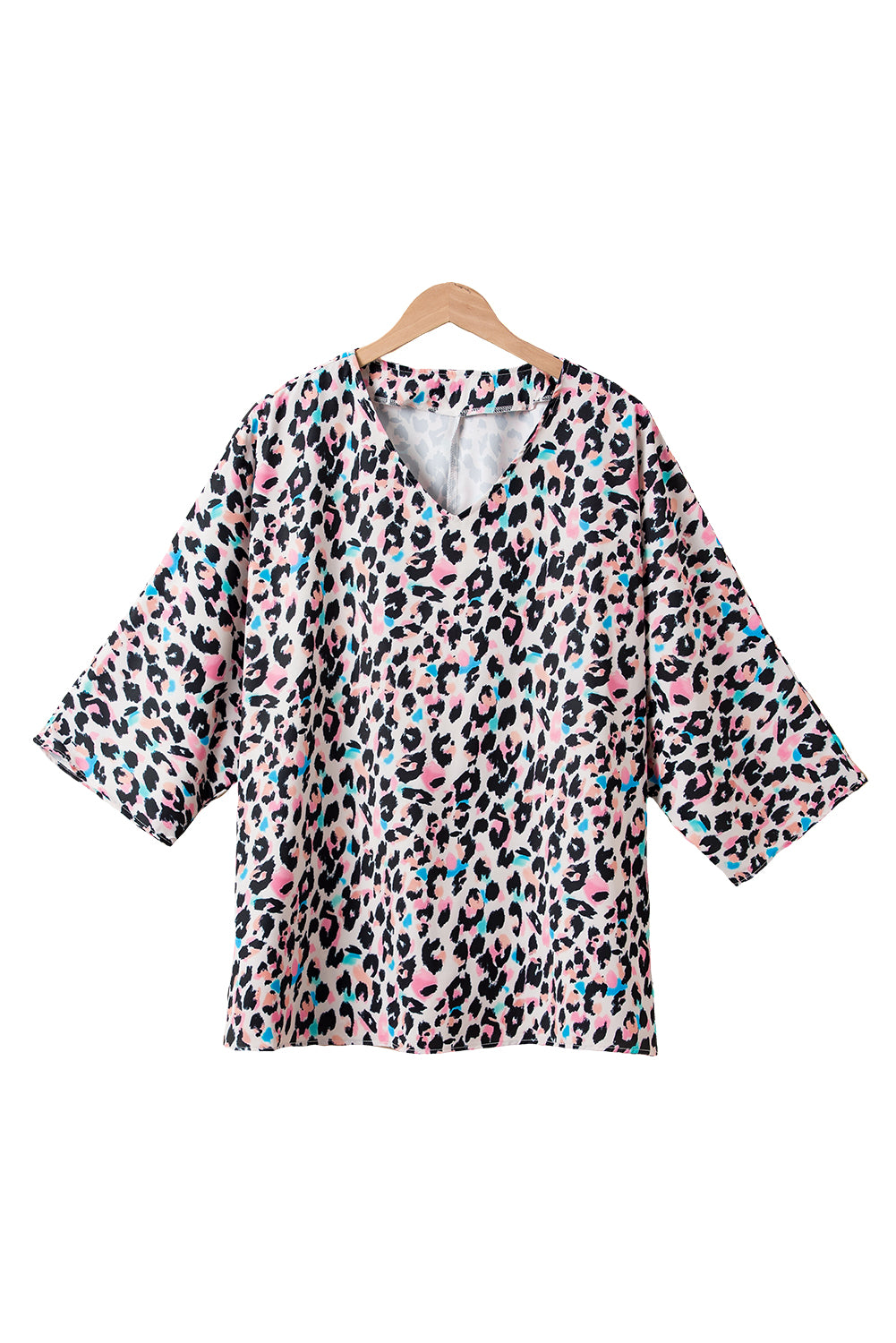 Wild elegance: Brown leopard print plus size batwing top