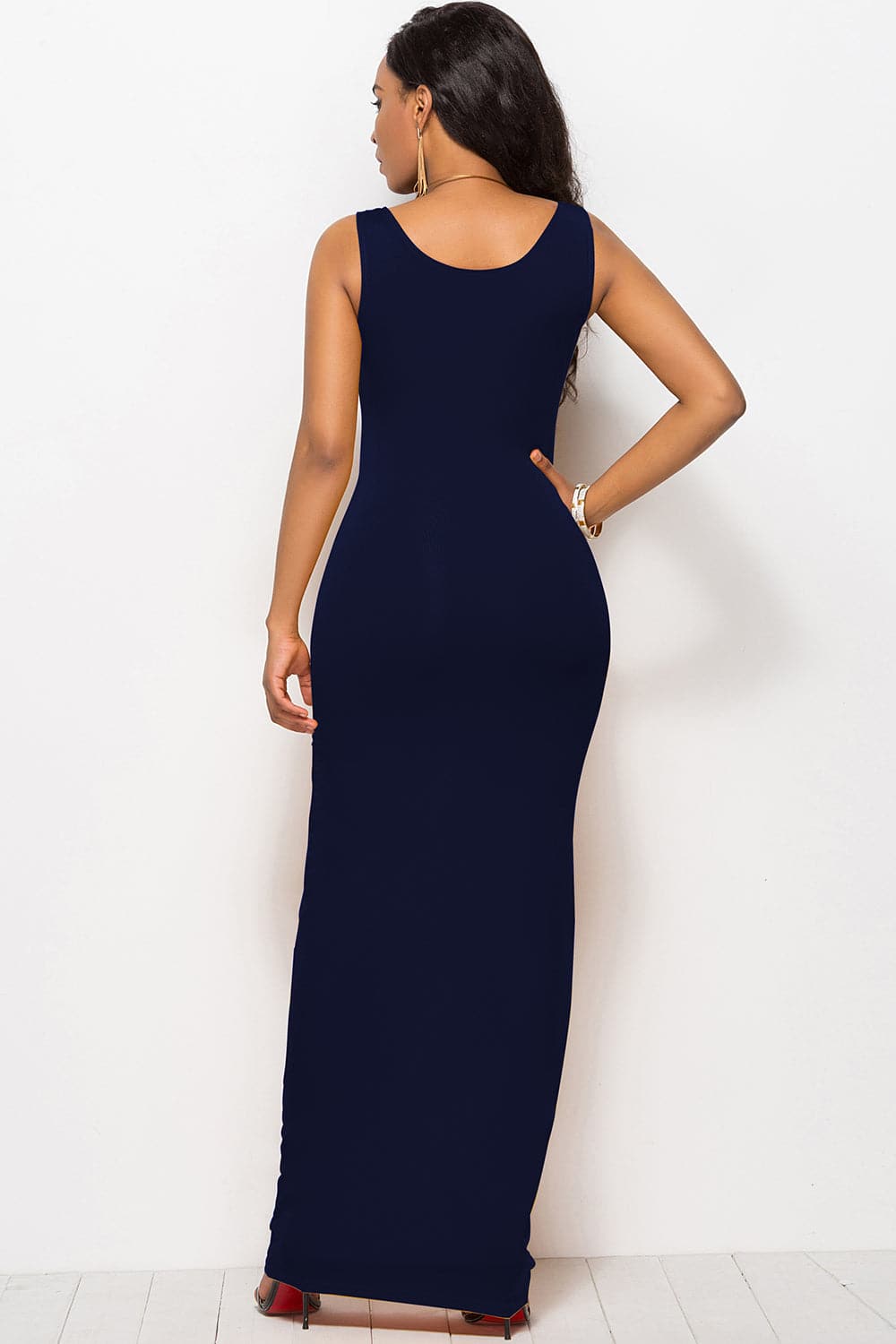 Scoop Neck Wide Strap Maxi Dress.