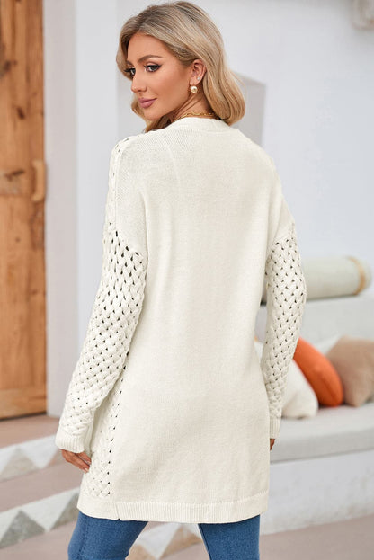 Open Front Dropped Shoulder Cardigan with Pockets.