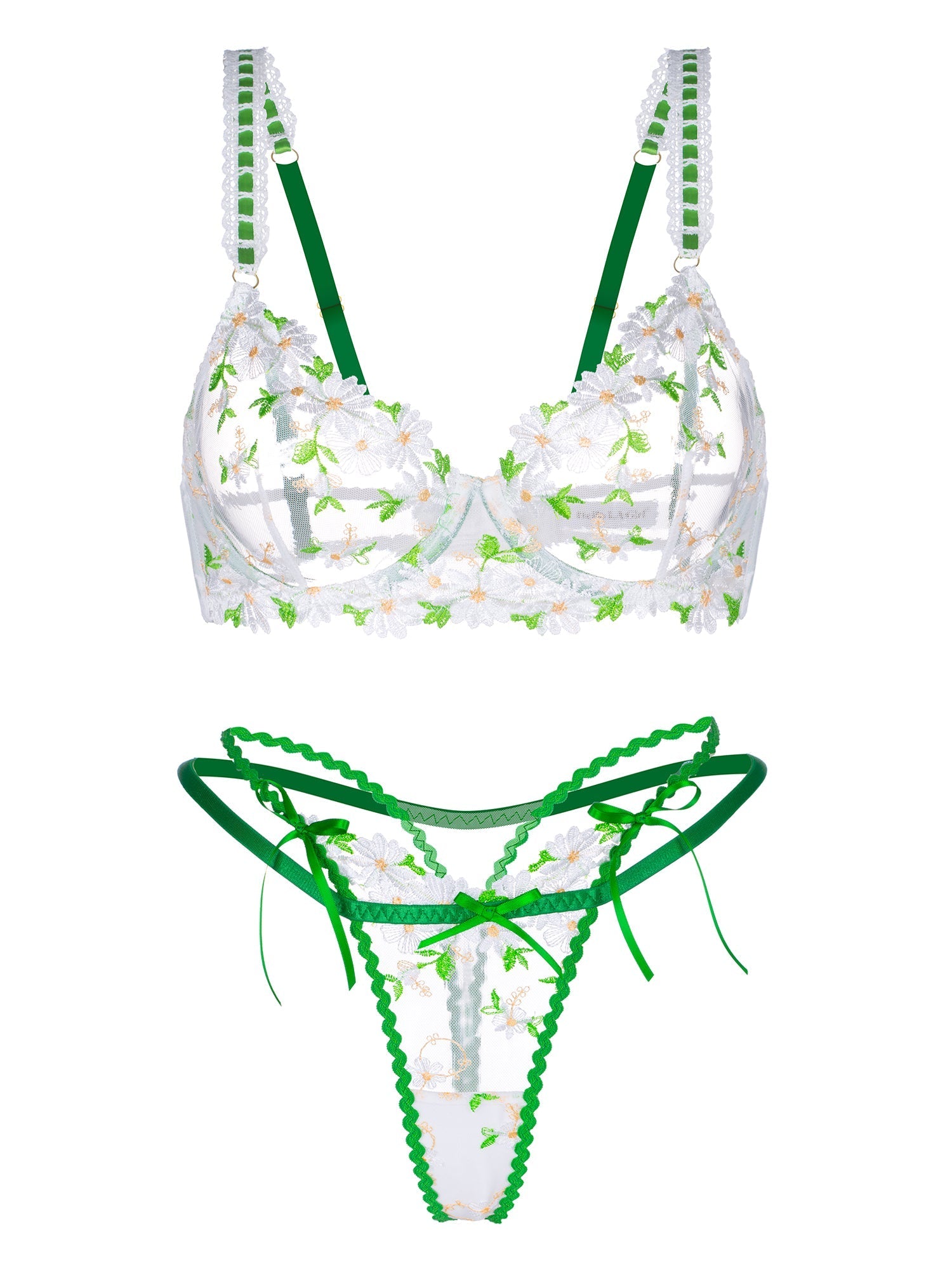 Lovely Daisy Lace Lingerie Set With Floral Embroidery Hello.LA.Girl