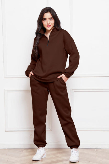 Half Zip Long Sleeve Sweatshirt and Pants Set.