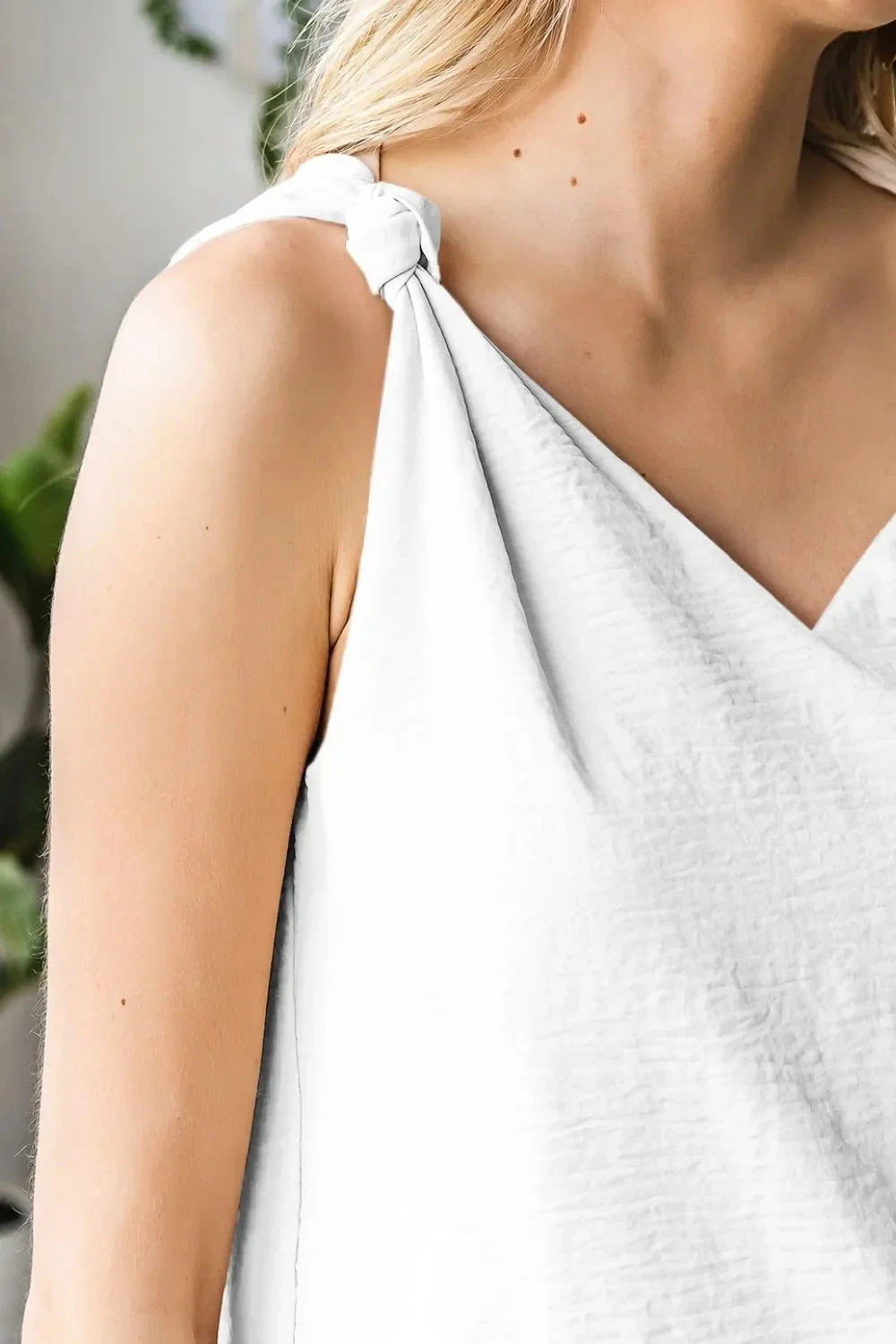 V Neck Knotted Shoulder Vest Simply Love