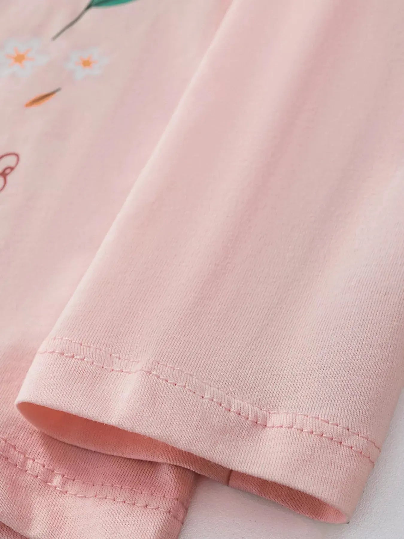 Girls Rabbit Print Long Sleeve 100 Percent Cotton Shirt With Floral Design Simply Love
