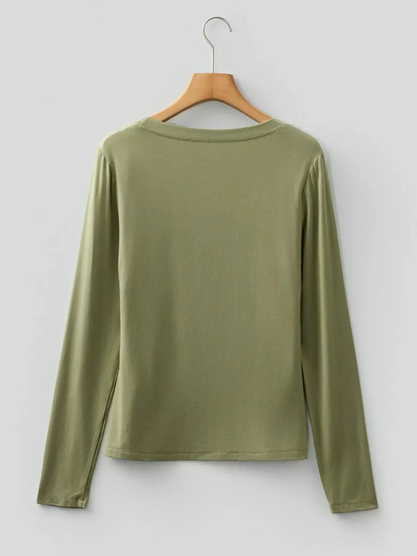 Solid Color Long Sleeve Fitted Top Simply Love