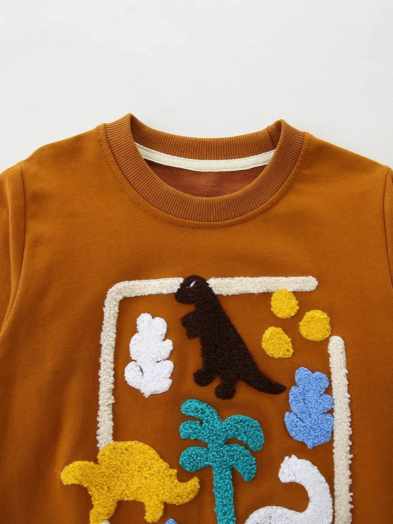 Children's Dinosaur Applique Crew Neck Sweatshirt Simply Love