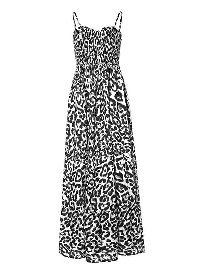 Leopard-print cami dress with sweetheart neckline