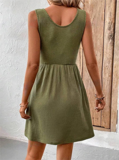 Scoop Neck Wide Strap Mini Tank Dress.