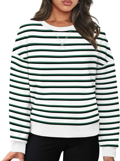 Cozy stripes: Long sleeve round neck sweatshirt