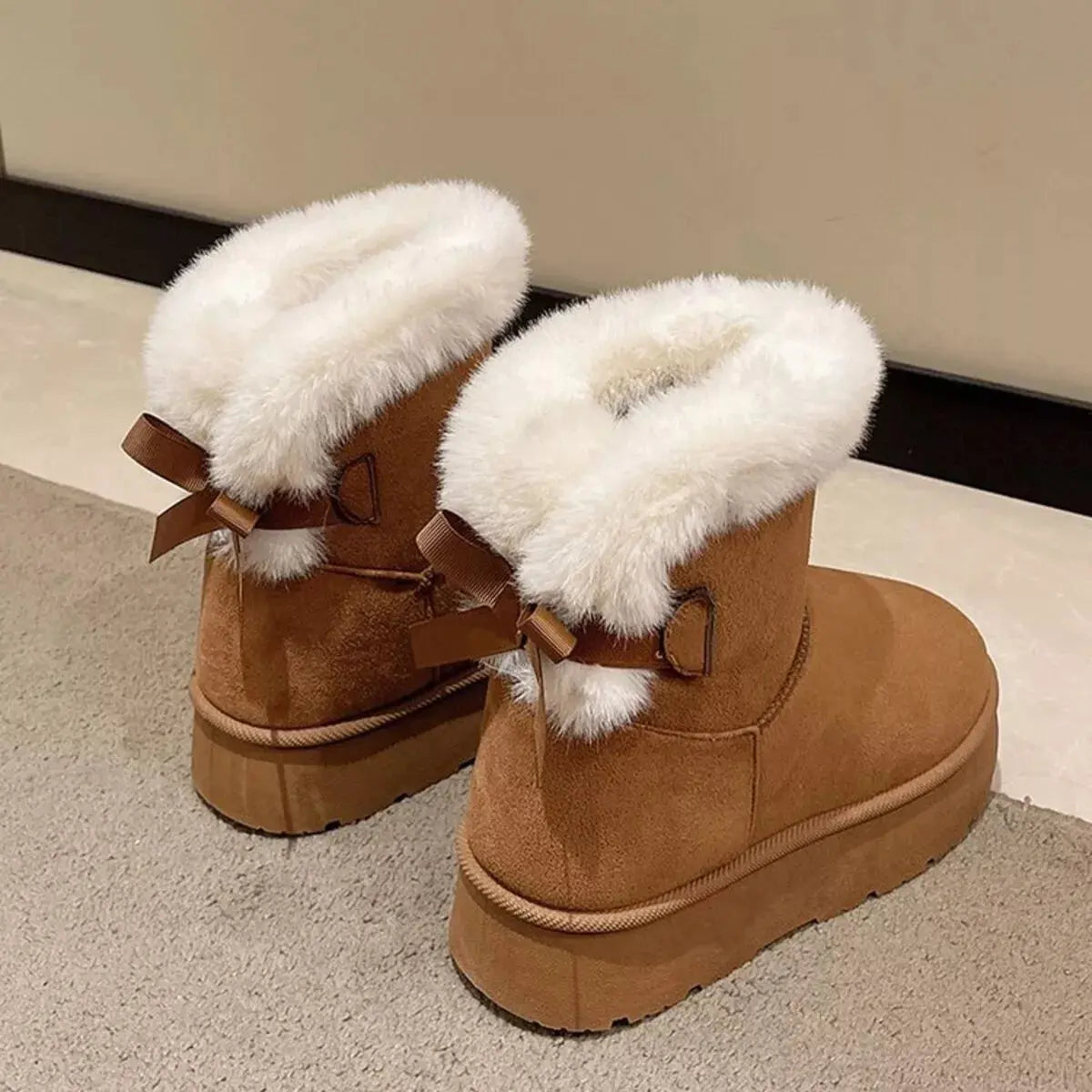 Round Toe Fuzzy Boots Simply Love