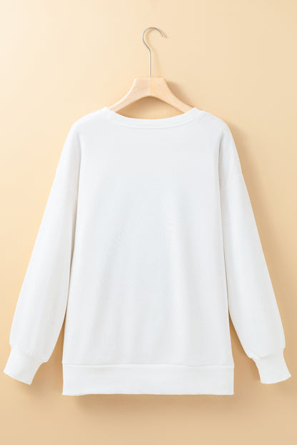 Gameday vibes white tinsel sweatshirt