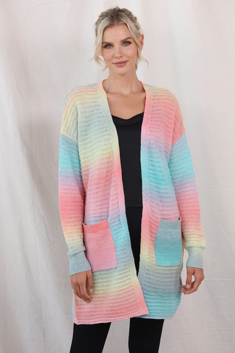 Gradient Dropped Shoulder Longline Cardigan.