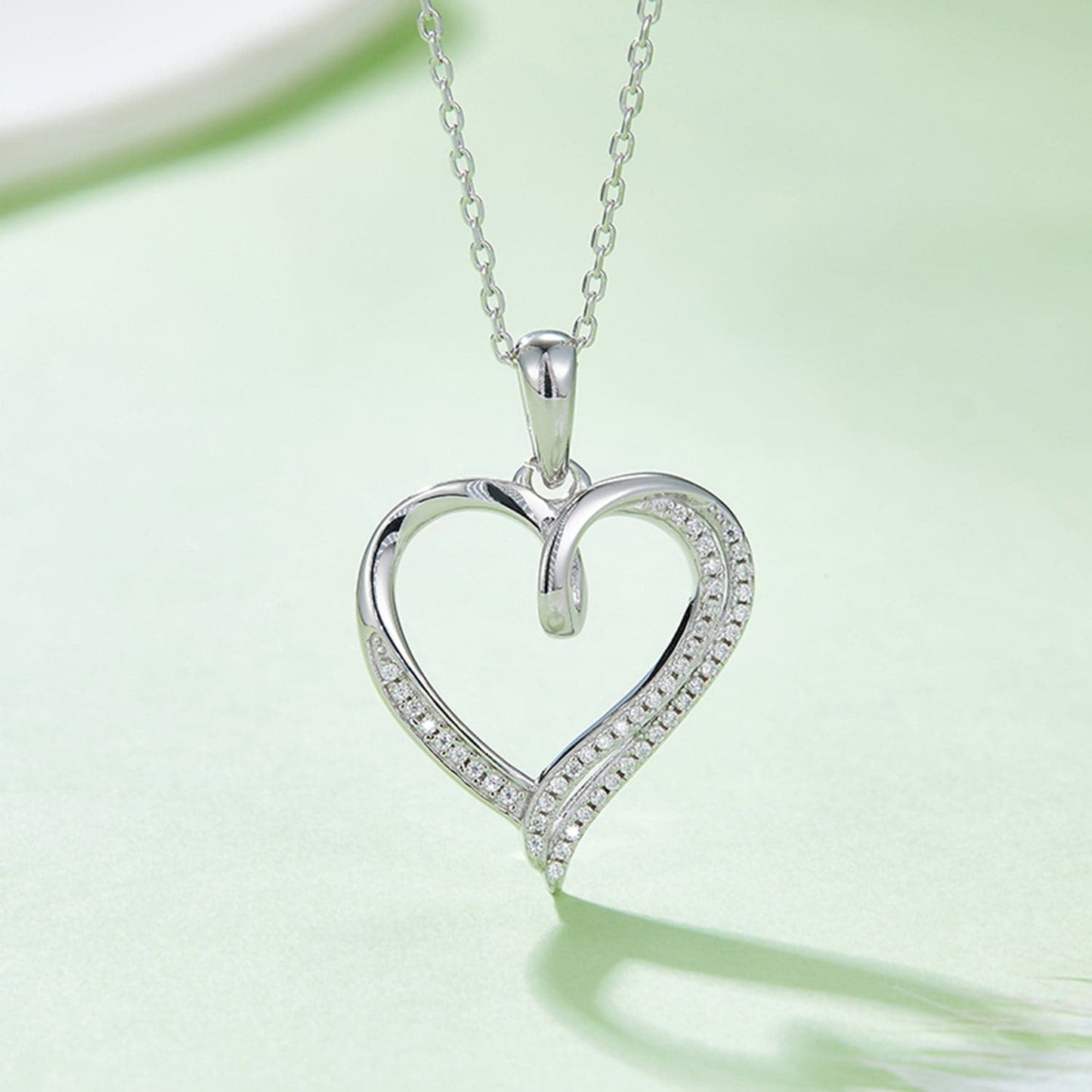 Moissanite 925 Sterling Silver Heart Shape Necklace.