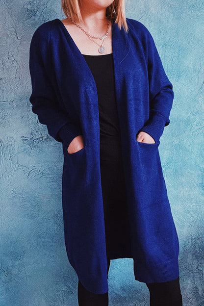 Open Front Longline Cardigan with Pockets.