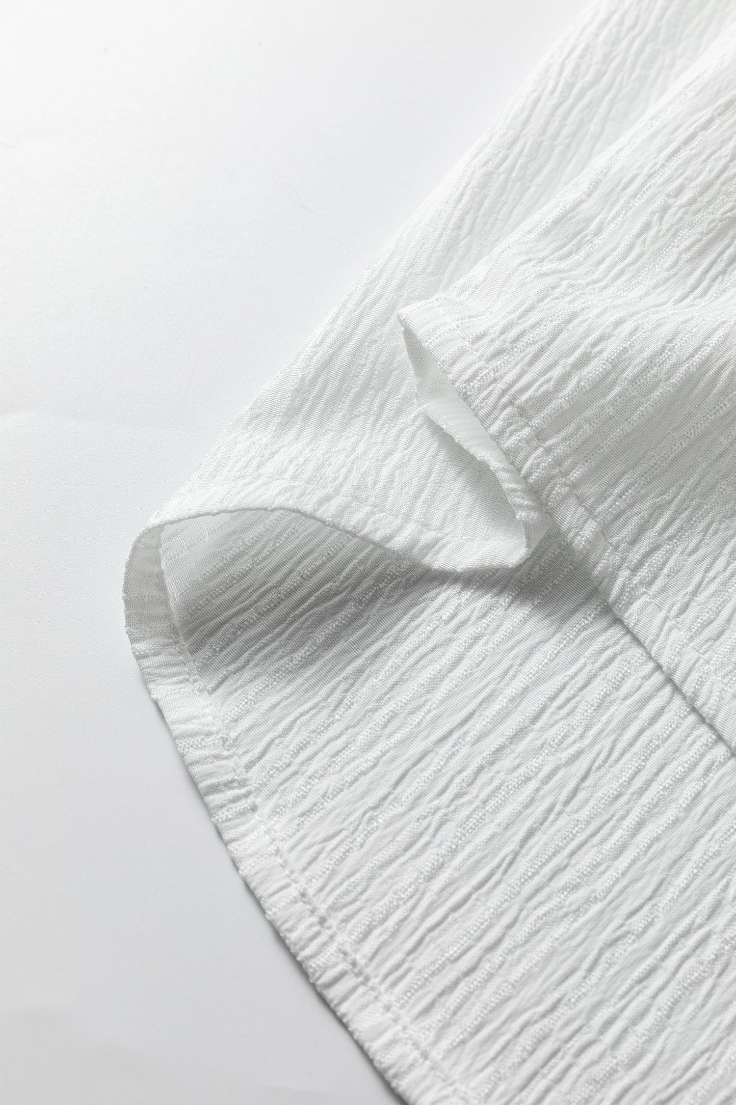 White Crinkled Texture Lantern Sleeve Button Down Loose Shirt Dear-Lover Dropshipping