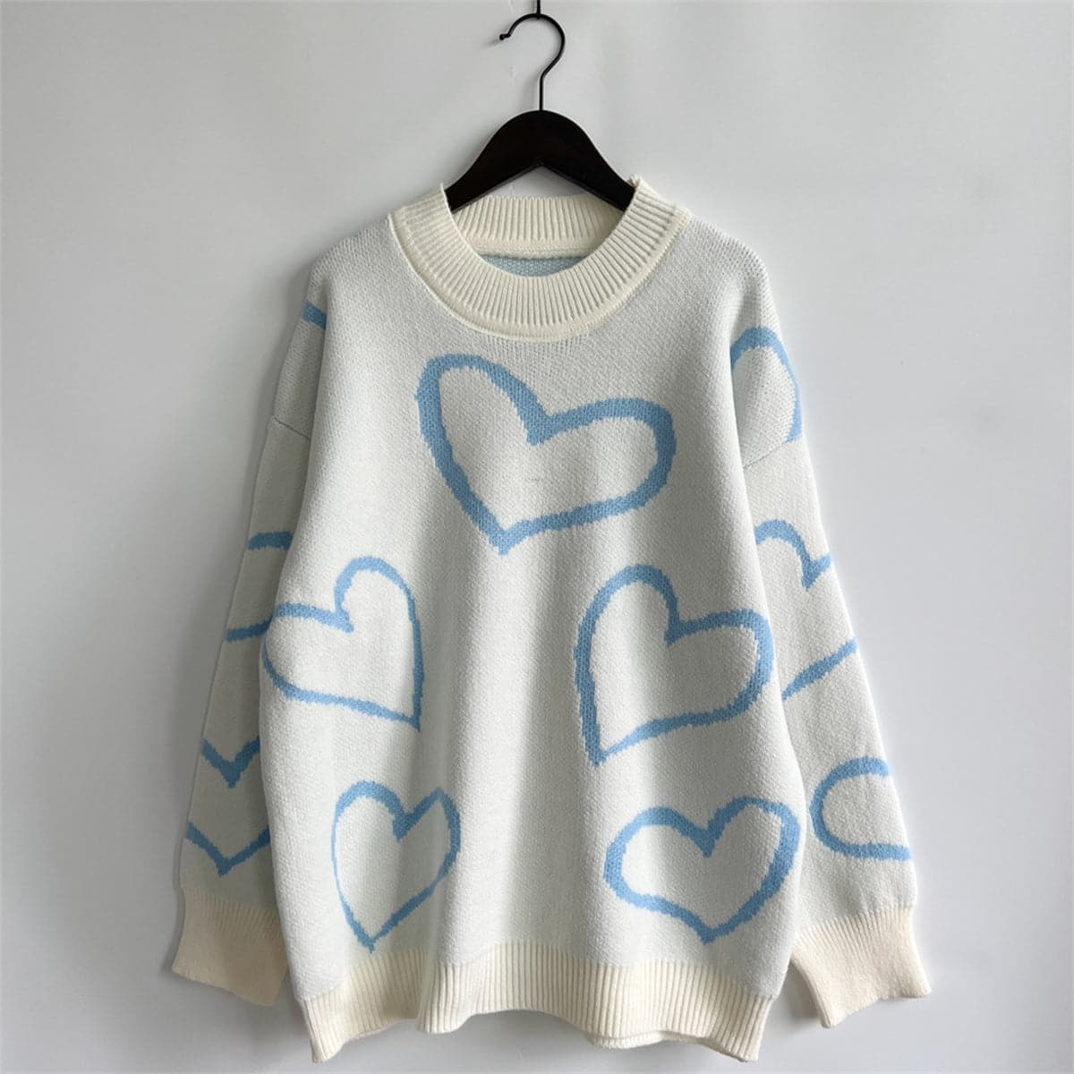 Heart Pattern Long Sleeve Sweater.